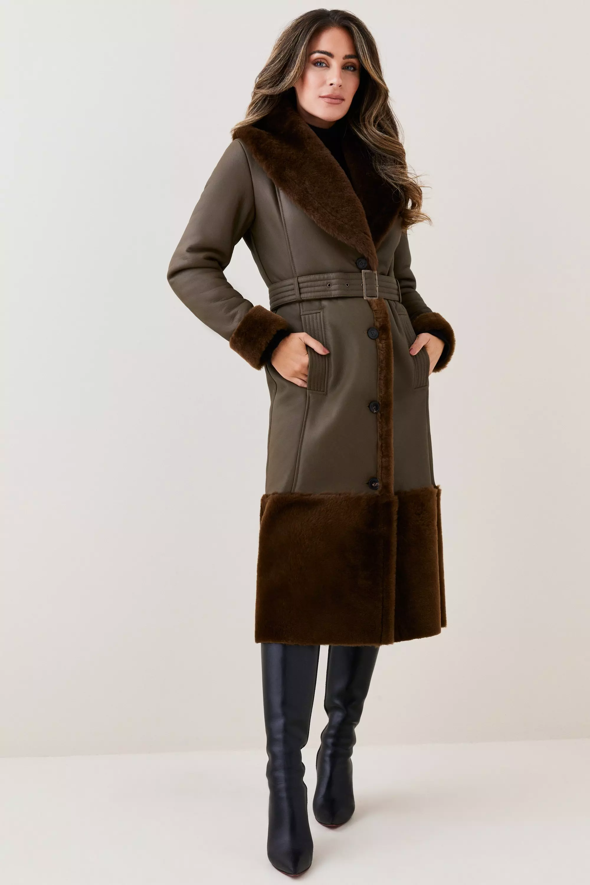 Faux fur shawl outlet collar overcoat